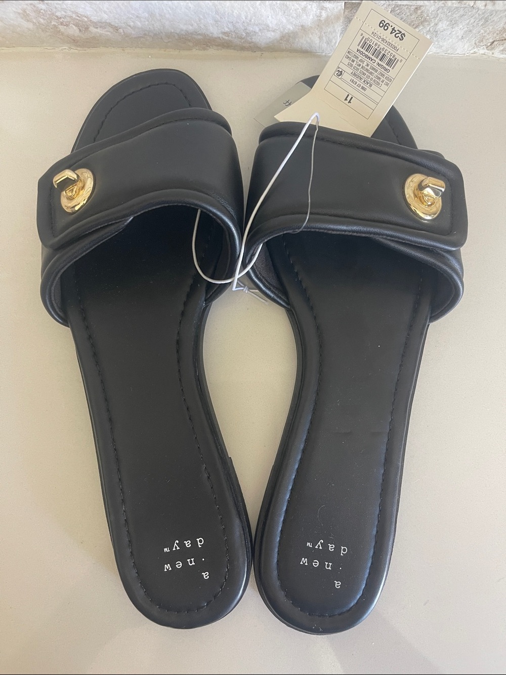 NWT $25 a new day Audrey Black slip on sandal Size 11 - Picture 7 of 9